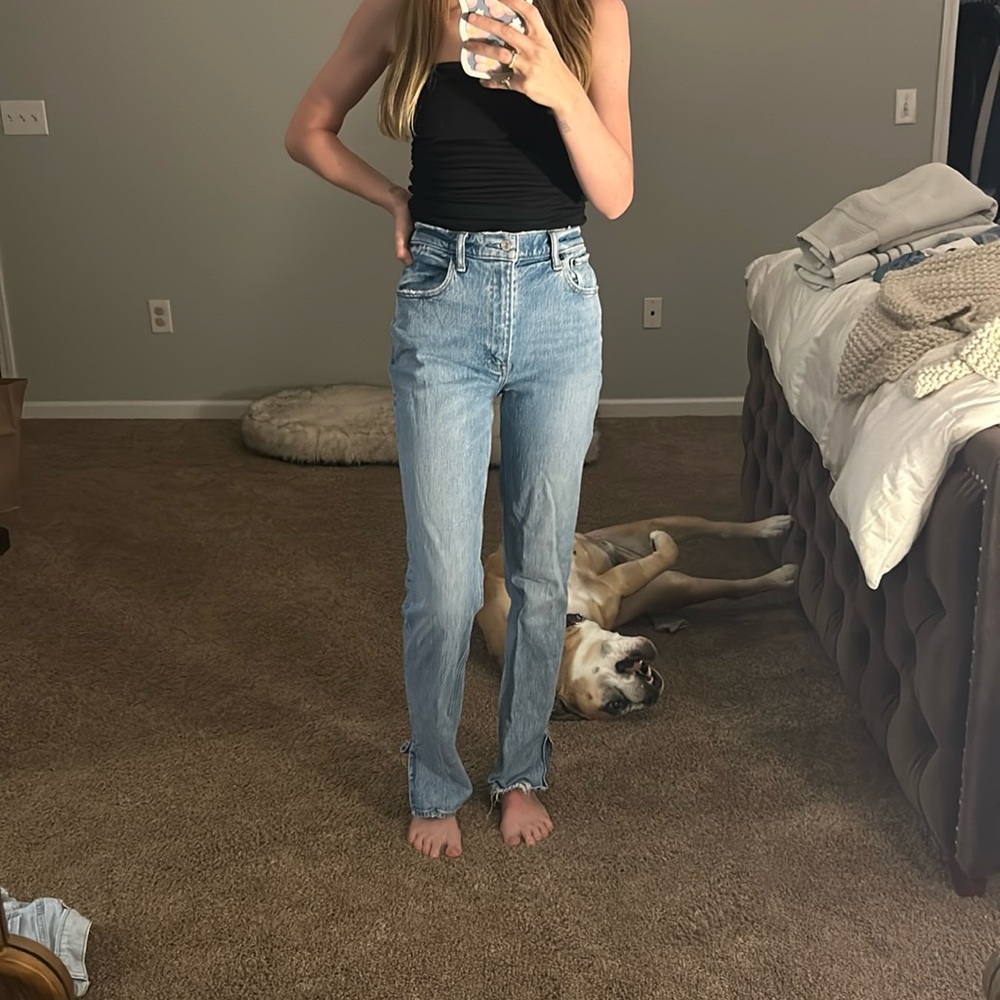 Abercrombie & Fitch Ultra High Rise Denim Ultra Straight Light Wash Denim Jeans